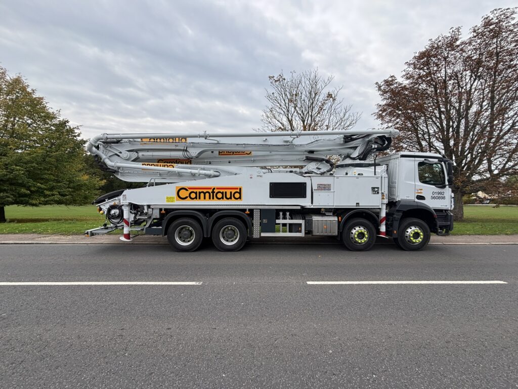 47m Putzmeister mobile concrete pump side view