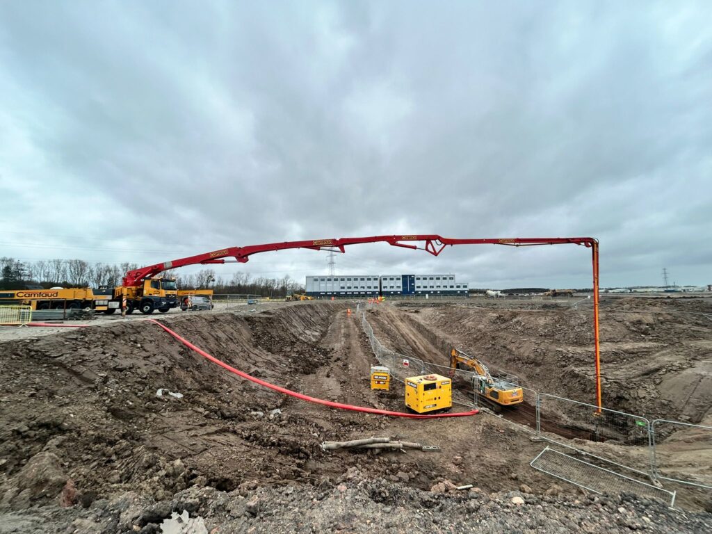 Enabling works for data centre concrete pour