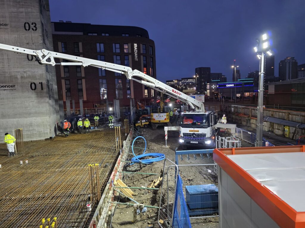 Sany M25 concrete pump on site in Leeds